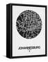 Johannesburg Street Map Black on White-NaxArt-Framed Stretched Canvas