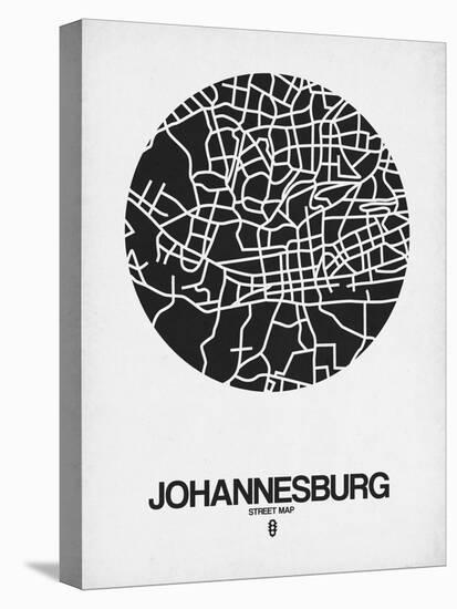 Johannesburg Street Map Black on White-NaxArt-Stretched Canvas