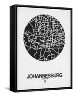 Johannesburg Street Map Black on White-NaxArt-Framed Stretched Canvas