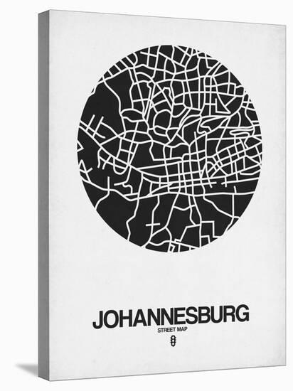 Johannesburg Street Map Black on White-NaxArt-Stretched Canvas