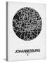 Johannesburg Street Map Black on White-NaxArt-Stretched Canvas