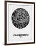 Johannesburg Street Map Black on White-NaxArt-Framed Art Print