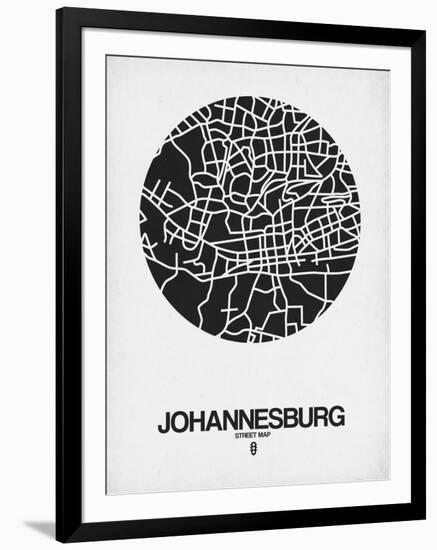 Johannesburg Street Map Black on White-NaxArt-Framed Art Print