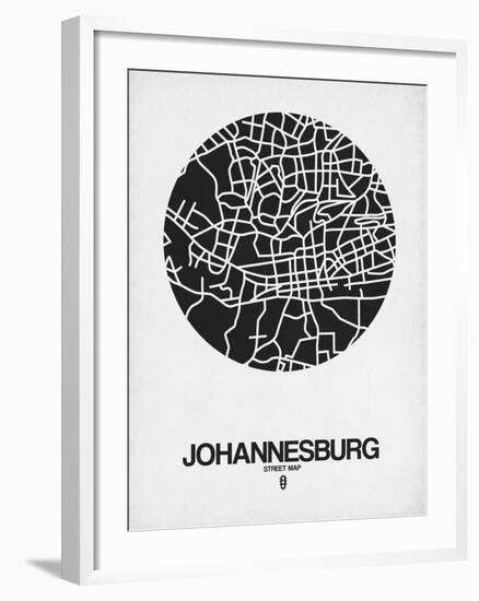 Johannesburg Street Map Black on White-NaxArt-Framed Art Print