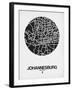 Johannesburg Street Map Black on White-NaxArt-Framed Art Print