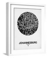 Johannesburg Street Map Black on White-NaxArt-Framed Art Print