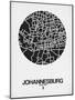 Johannesburg Street Map Black on White-NaxArt-Mounted Art Print