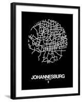 Johannesburg Street Map Black-NaxArt-Framed Art Print