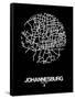 Johannesburg Street Map Black-NaxArt-Framed Stretched Canvas
