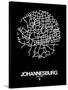 Johannesburg Street Map Black-NaxArt-Stretched Canvas