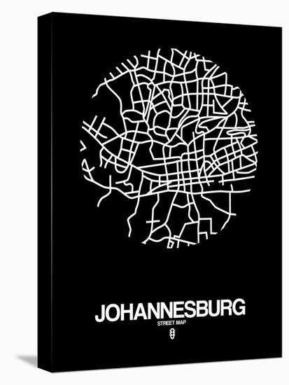 Johannesburg Street Map Black-NaxArt-Stretched Canvas