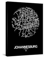 Johannesburg Street Map Black-NaxArt-Stretched Canvas