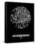 Johannesburg Street Map Black-NaxArt-Framed Stretched Canvas