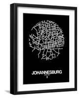 Johannesburg Street Map Black-NaxArt-Framed Art Print