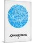 Johannesburg Street Map Blue-NaxArt-Mounted Art Print