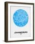Johannesburg Street Map Blue-NaxArt-Framed Art Print