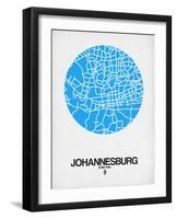 Johannesburg Street Map Blue-NaxArt-Framed Art Print