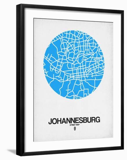 Johannesburg Street Map Blue-NaxArt-Framed Art Print