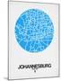 Johannesburg Street Map Blue-NaxArt-Mounted Art Print