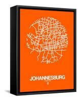 Johannesburg Street Map Orange-NaxArt-Framed Stretched Canvas