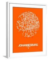 Johannesburg Street Map Orange-NaxArt-Framed Art Print