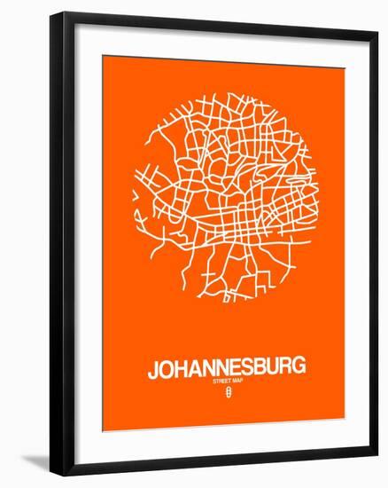 Johannesburg Street Map Orange-NaxArt-Framed Art Print