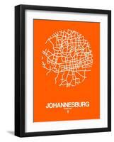 Johannesburg Street Map Orange-NaxArt-Framed Art Print