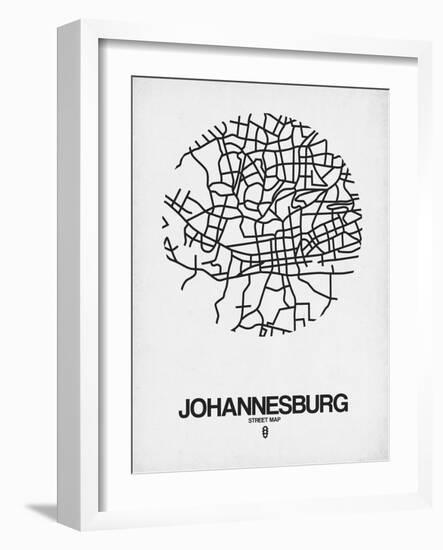 Johannesburg Street Map White-NaxArt-Framed Art Print