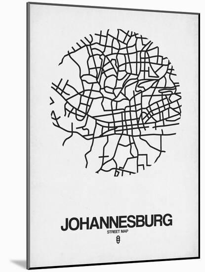 Johannesburg Street Map White-NaxArt-Mounted Art Print