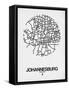 Johannesburg Street Map White-NaxArt-Framed Stretched Canvas