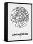 Johannesburg Street Map White-NaxArt-Framed Stretched Canvas