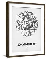 Johannesburg Street Map White-NaxArt-Framed Art Print