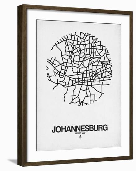 Johannesburg Street Map White-NaxArt-Framed Art Print