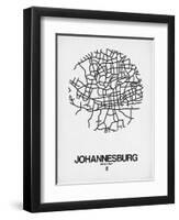 Johannesburg Street Map White-NaxArt-Framed Art Print