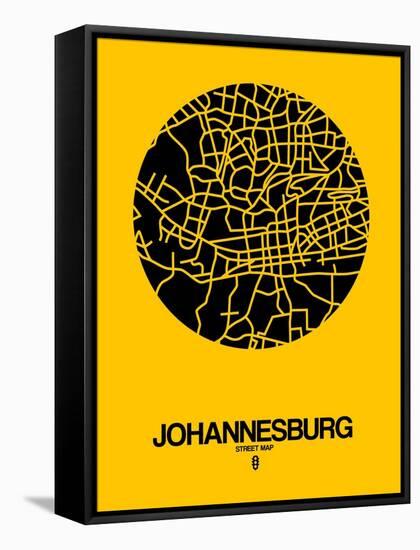 Johannesburg Street Map Yellow-NaxArt-Framed Stretched Canvas