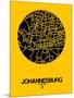 Johannesburg Street Map Yellow-NaxArt-Mounted Premium Giclee Print