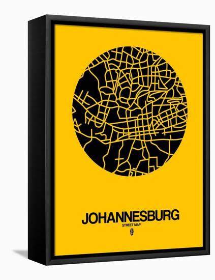 Johannesburg Street Map Yellow-NaxArt-Framed Stretched Canvas