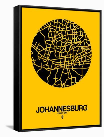 Johannesburg Street Map Yellow-NaxArt-Framed Stretched Canvas