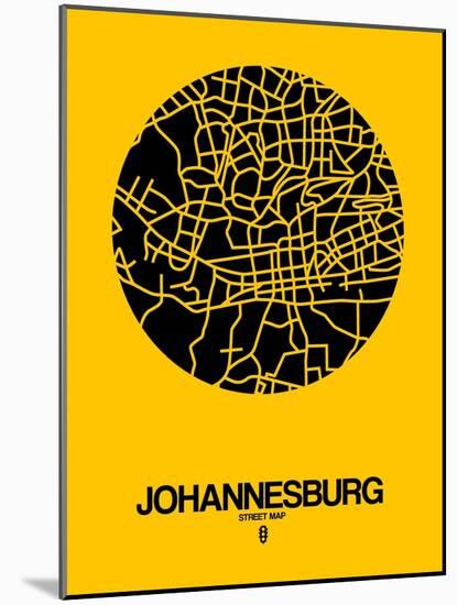 Johannesburg Street Map Yellow-NaxArt-Mounted Art Print