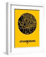 Johannesburg Street Map Yellow-NaxArt-Framed Art Print