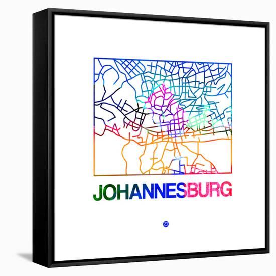 Johannesburg Watercolor Street Map-NaxArt-Framed Stretched Canvas