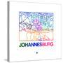 Johannesburg Watercolor Street Map-NaxArt-Stretched Canvas