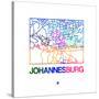 Johannesburg Watercolor Street Map-NaxArt-Stretched Canvas