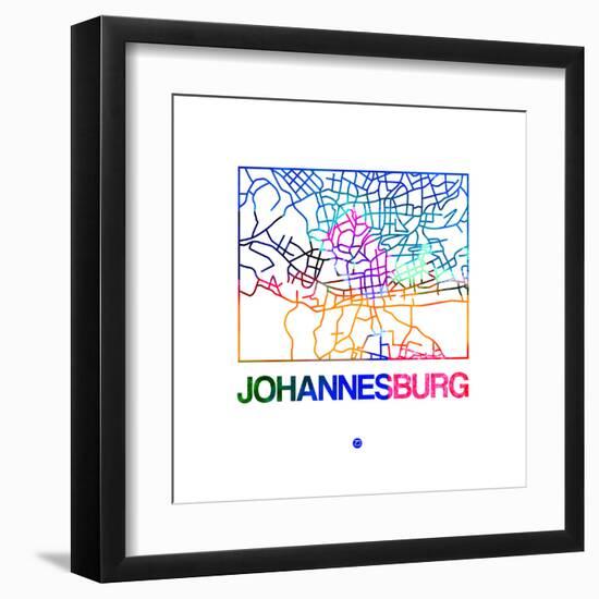 Johannesburg Watercolor Street Map-NaxArt-Framed Art Print