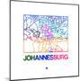 Johannesburg Watercolor Street Map-NaxArt-Mounted Art Print