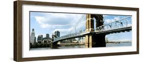 John A. Roebling Suspension Bridge across the Ohio River, Cincinnati, Hamilton County, Ohio, USA-null-Framed Photographic Print