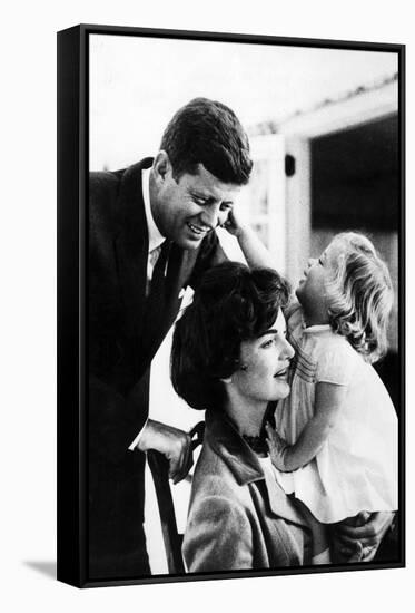 John and Wife Jackie Kennedy with their Daughter Caroline in USA in 1961-null-Framed Stretched Canvas