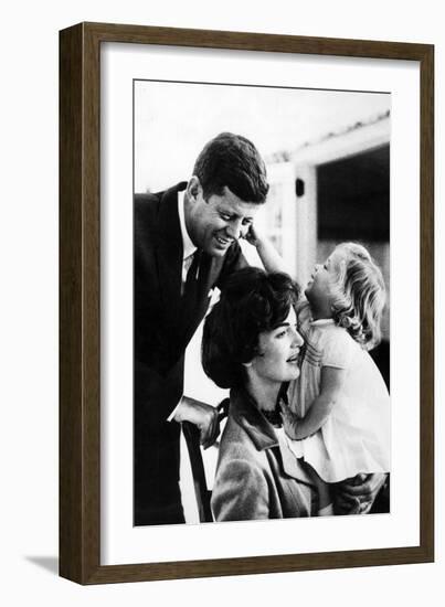 John and Wife Jackie Kennedy with their Daughter Caroline in USA in 1961-null-Framed Photo