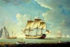 A Whaler and Other Vessels in a Light Breeze, C.1790 (Oil on Canvas)-John Askew-Giclee Print