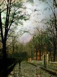 A Moonlit Lane, with Two Lovers by a Gate-John Atkinson Grimshaw-Giclee Print